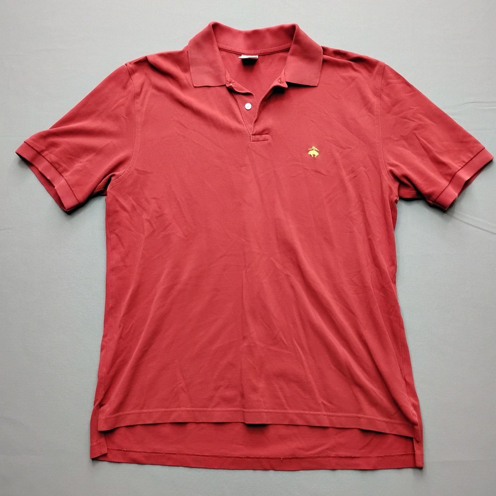 Brooks Brothers 346 Mens Large Red Cotton Pique Short Sleeve Polo Shirt Logo
